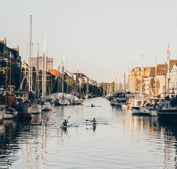 Sailing through Christianshavns Canal in Copenhagen